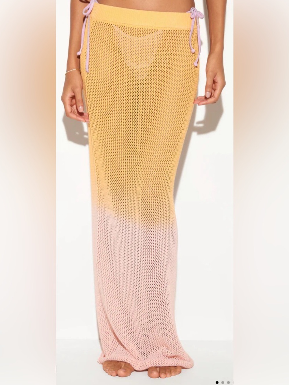 NWT Spiritual Gangster Carmen Soft Feel Crochet High Waist Skirt Sorbet Size XL